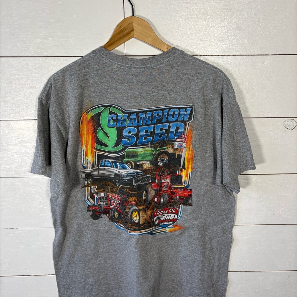 Champion Seed Tractor & Truck Pull Graphic Tee Gray L - Picture 6 of 6